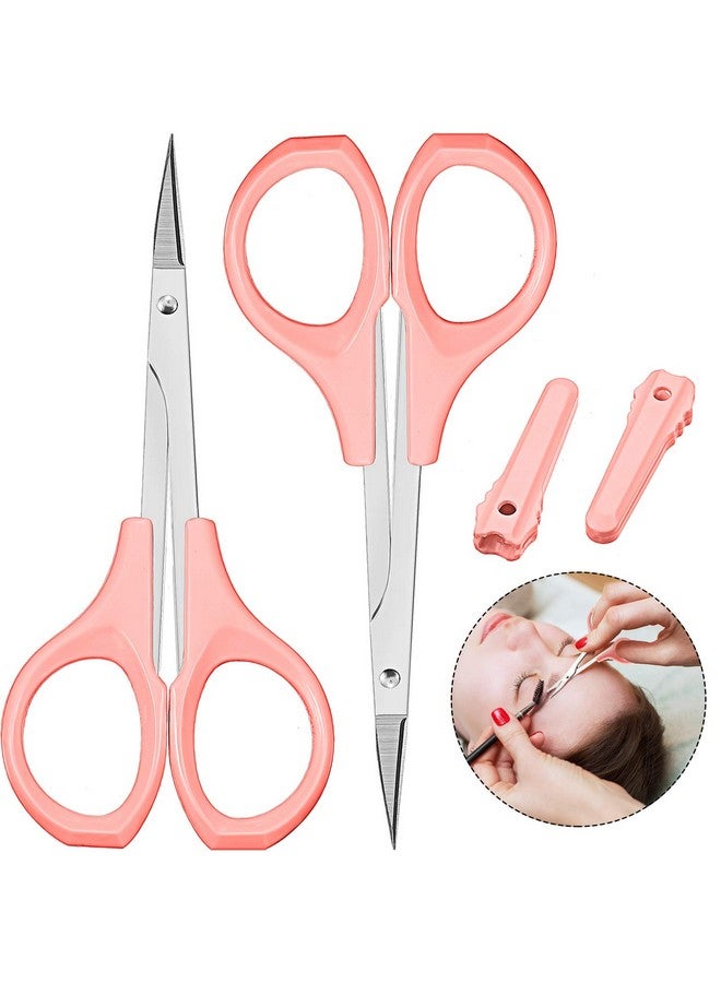 2 Pack Curved Craft Scissors Small Scissors Beauty Eyebrow Scissors Stainless Steel Trimming Scissors For Eyebrow Eyelash Extensionsfacial Nose Hair (4 Inch)