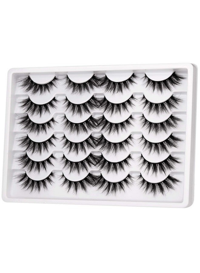 Cat Eye Lashes Pack Wispy 3D Faux Mink Lashes 18Mm Fluffy False Eyelashes Soft Reusable Handmade Fake Eyelashes12 Pairs Pack By Pawotence