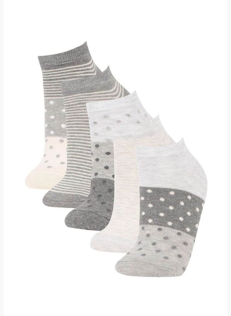 5 Pack Polka Dot Print Footie Socks