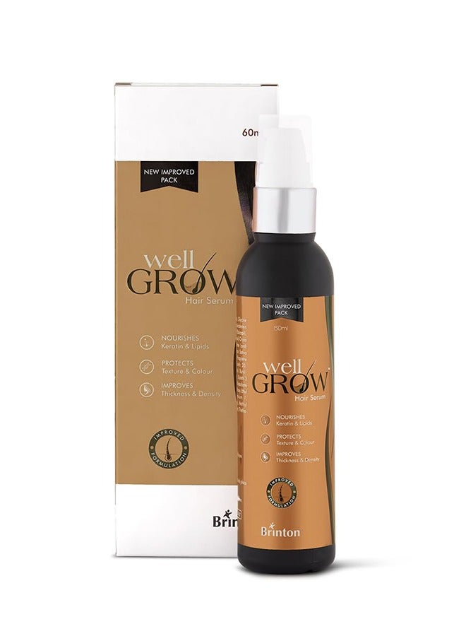 WellGrow Hair Growth Serum (60ml) For Hair Nourishment, Prevents Hair Fall, Improves Thickness and Density, For Men and Women