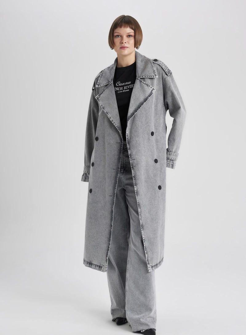 Woman Fashion Fit Jean Trench Coat