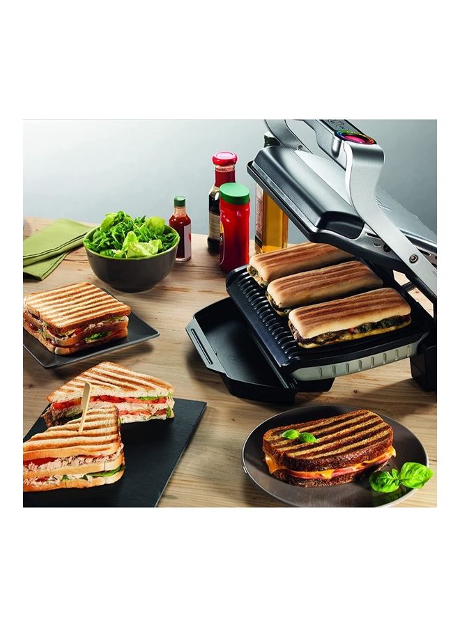 Optigrill Plus, Intelligent Health Grill, 6 Automatic Settings, Stainless Steel - 2000.0 W GC712D12 Black/Silver