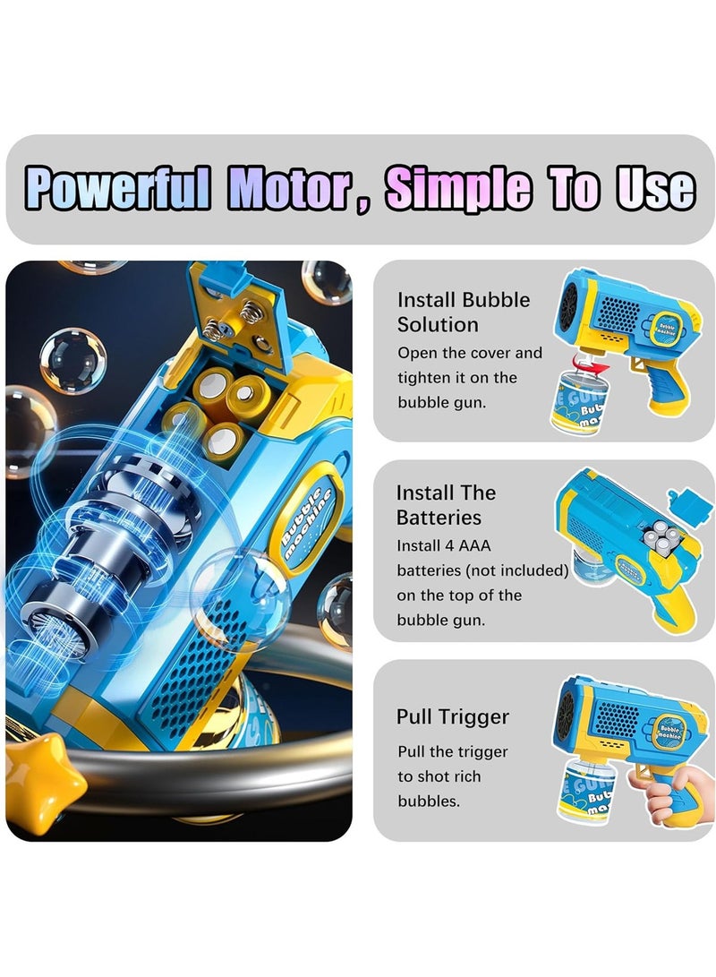 Bubble Gun For Kids Soft Lights Bubble Blaster Kids Toys Party Favors 8 Holes Bubble Gun Blue