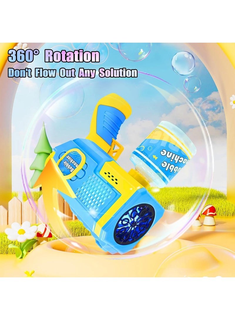 Bubble Gun For Kids Soft Lights Bubble Blaster Kids Toys Party Favors 8 Holes Bubble Gun Blue