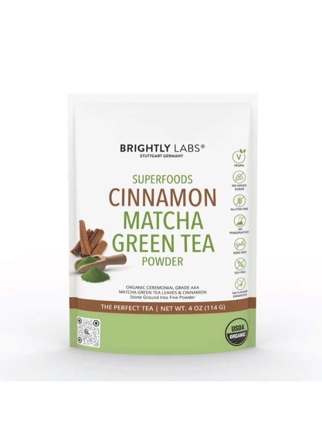 The Exquisite Blend: Cinnamon Matcha Green Tea, 4 Oz (114G), USDA Organic, Vegan, Gluten-Free. Elevate Your Tea Experience with Every Sip