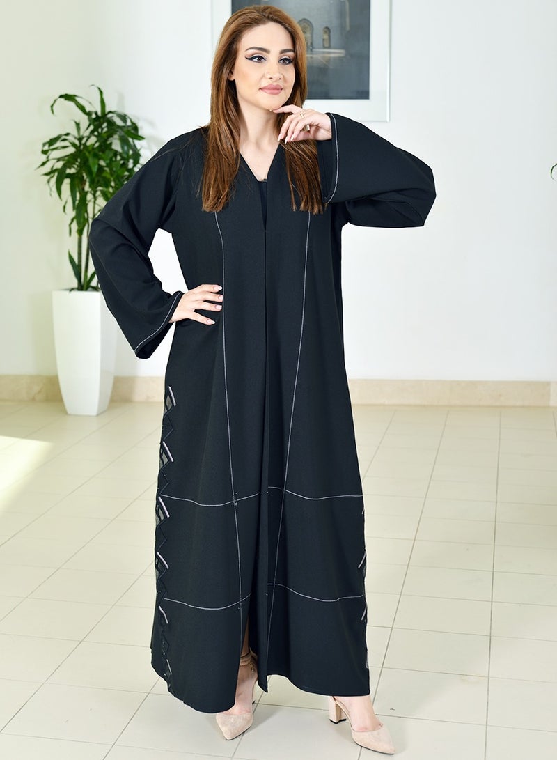 Beads Embellished Applique Work Abaya