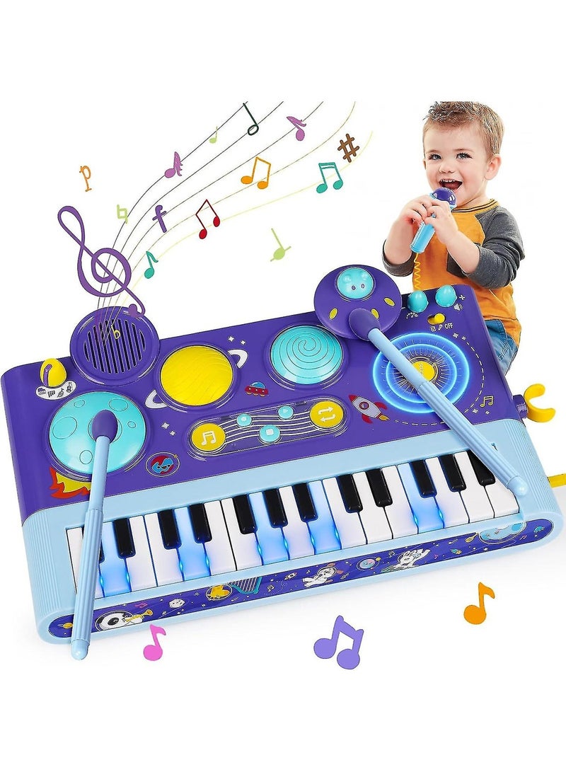 5 In 1 Toddler Musical Toys Piano Keyboard Xylophone Drum Set With Microphone For 1 Year Old Birthday Gifts