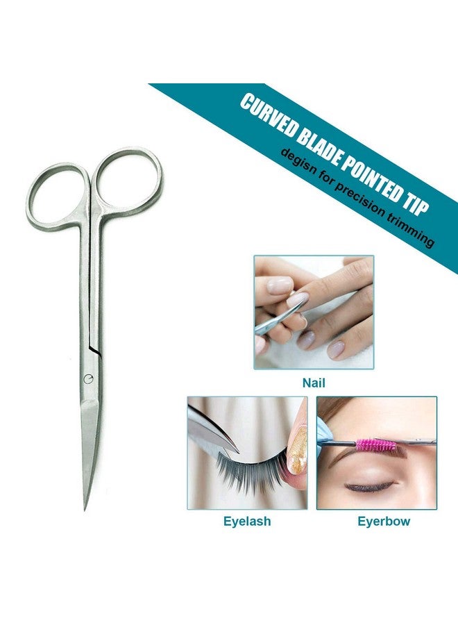 Stainless Steel Scissors 2 Pcs Setnail Cuticle Scissors Manicure Scissors Kitstraight And Curved Blade Scissor For Beard Mustachenose Hairear Haireyebrow And Eyelashes Cutting