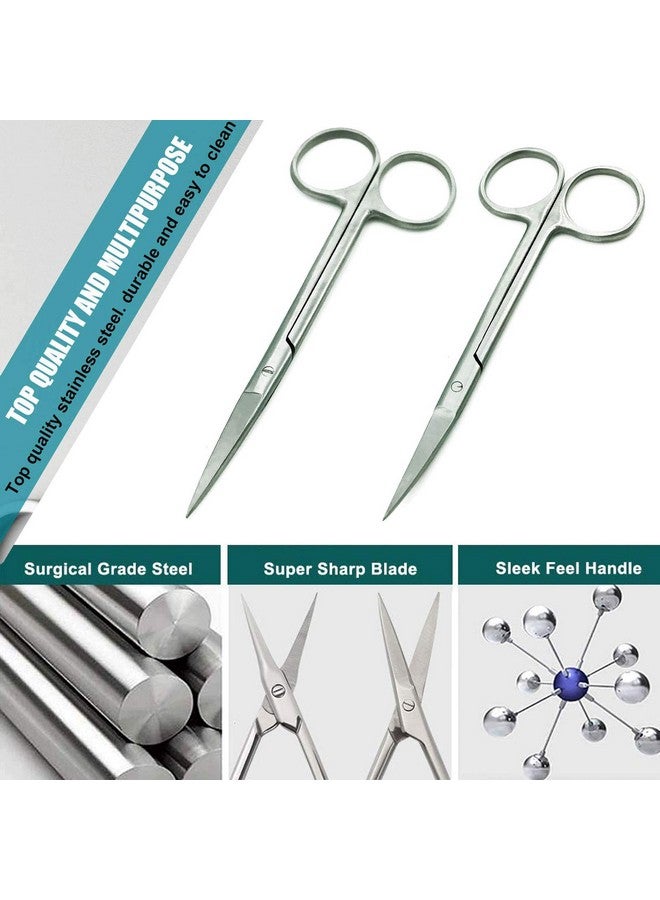 Stainless Steel Scissors 2 Pcs Setnail Cuticle Scissors Manicure Scissors Kitstraight And Curved Blade Scissor For Beard Mustachenose Hairear Haireyebrow And Eyelashes Cutting
