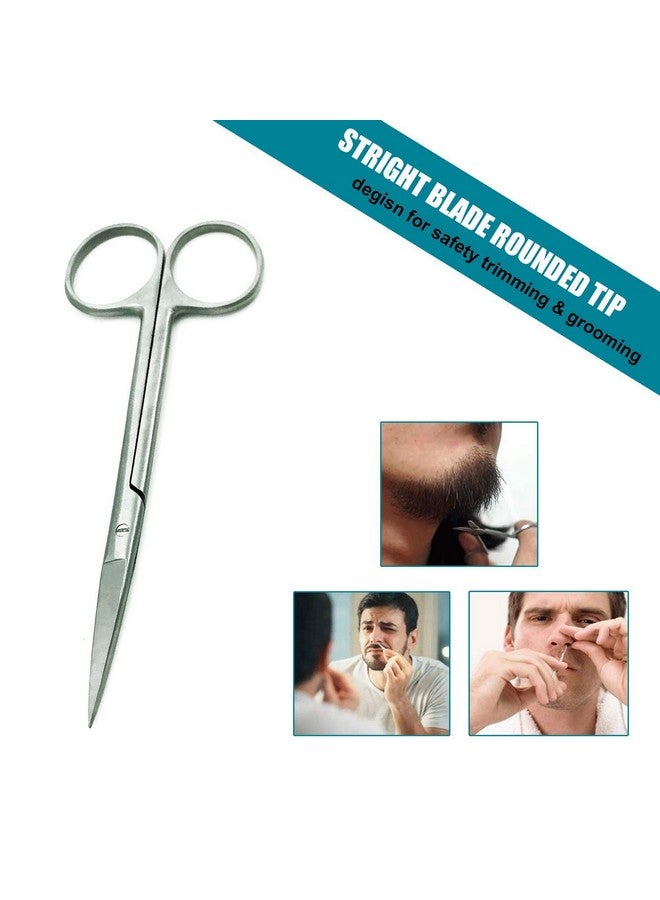 Stainless Steel Scissors 2 Pcs Setnail Cuticle Scissors Manicure Scissors Kitstraight And Curved Blade Scissor For Beard Mustachenose Hairear Haireyebrow And Eyelashes Cutting