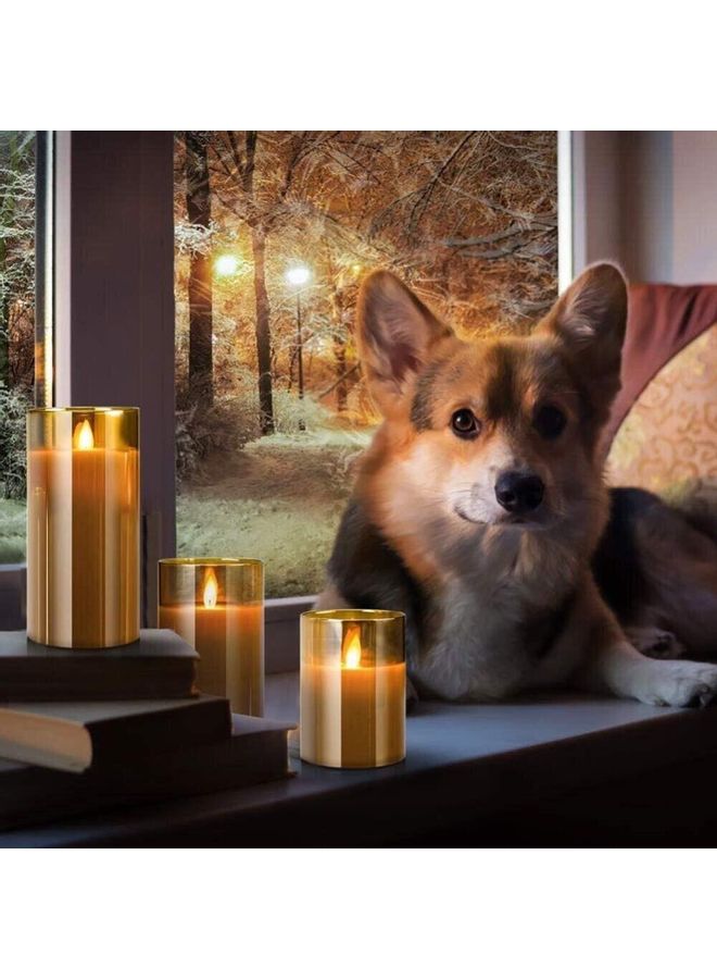 3-Piece LED Flameless Candle Set Gold