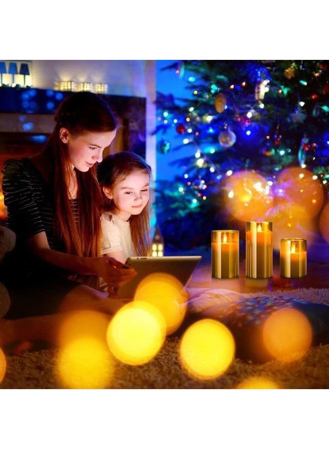 3-Piece LED Flameless Candle Set Gold
