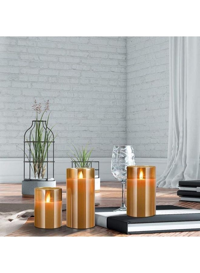 3-Piece LED Flameless Candle Set Gold