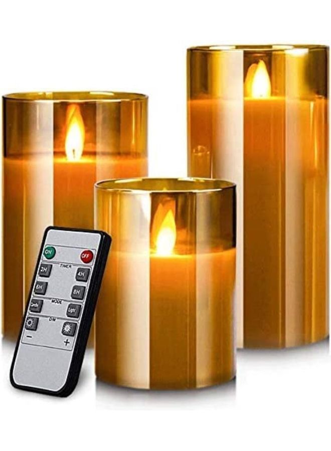 3-Piece LED Flameless Candle Set Gold