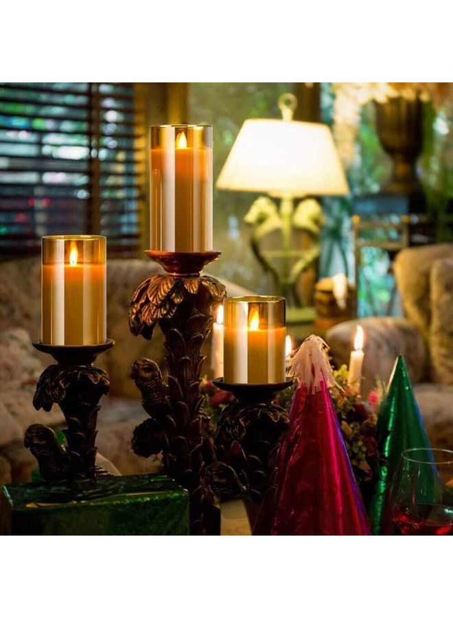 3-Piece LED Flameless Candle Set Gold