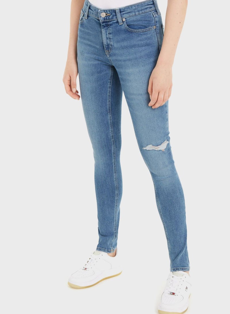 Ripped Straight Fit Jeans