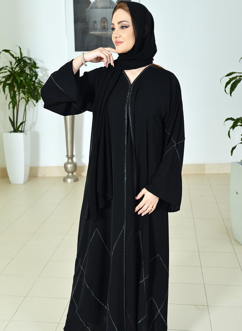 Rhinestones embellished abaya