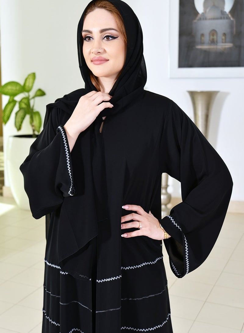 Beads embellished embroidered abaya