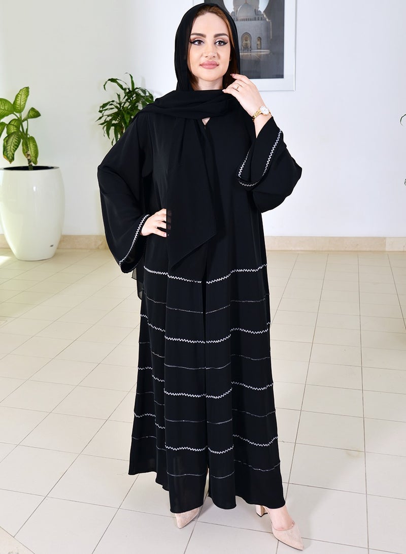Beads embellished embroidered abaya