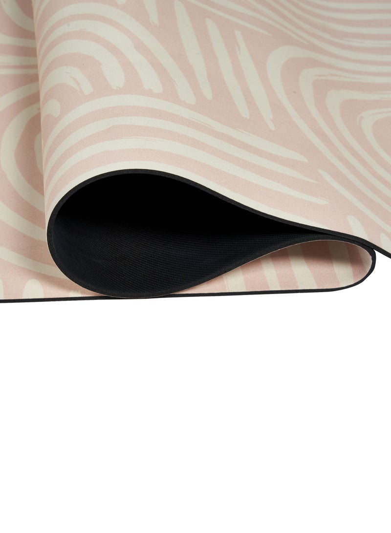 Beige Rollable 4mm Non Slip Yoga Mat With Carry Strap/ Stretching Tool