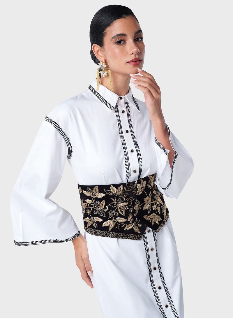 Zardosi Work Corset Belted Shirt Dress