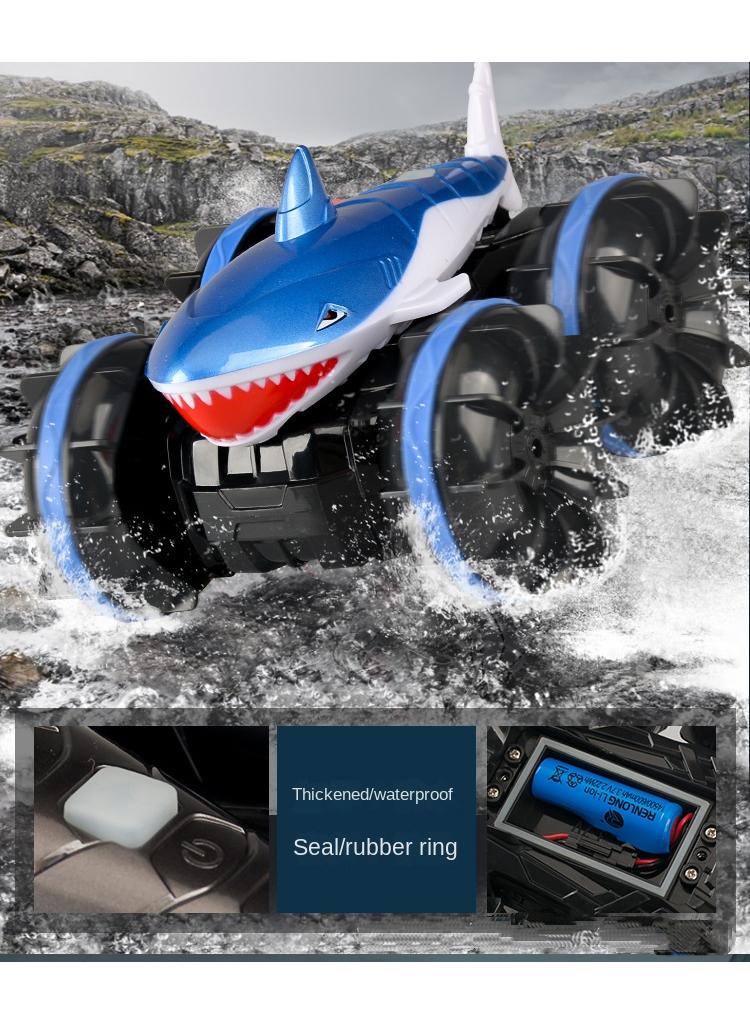 Land Rover Amphibious Shark Stunt Double Sided Rolling Driving Induction Remote Control Car Toy