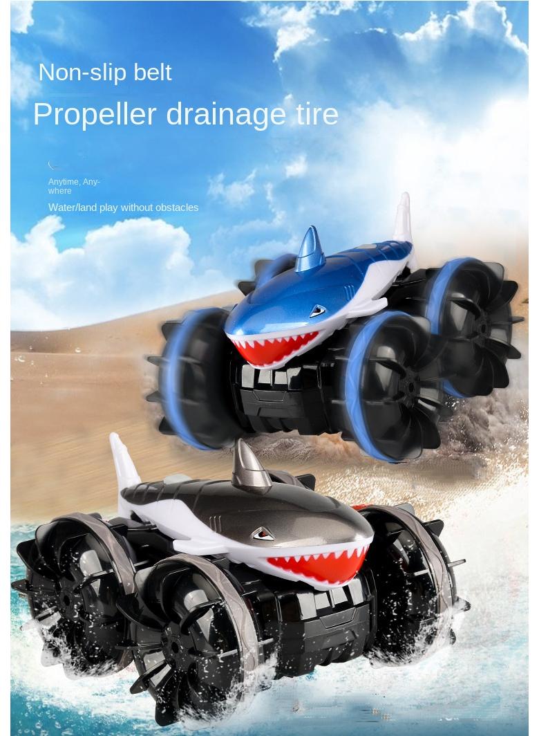 Land Rover Amphibious Shark Stunt Double Sided Rolling Driving Induction Remote Control Car Toy