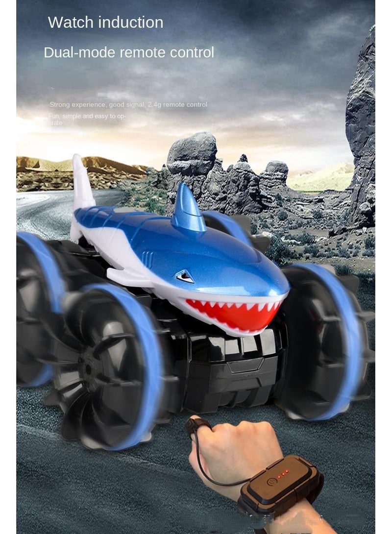 Land Rover Amphibious Shark Stunt Double Sided Rolling Driving Induction Remote Control Car Toy