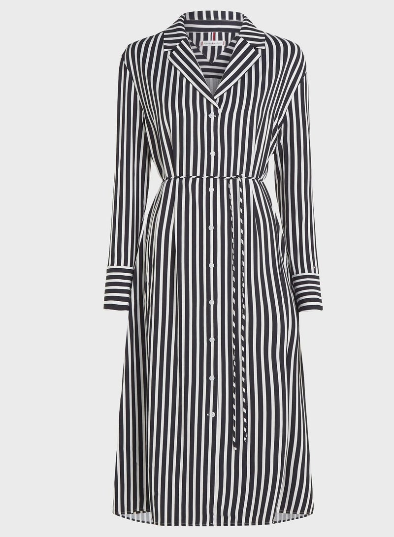 Front Button Tie Detail Dress