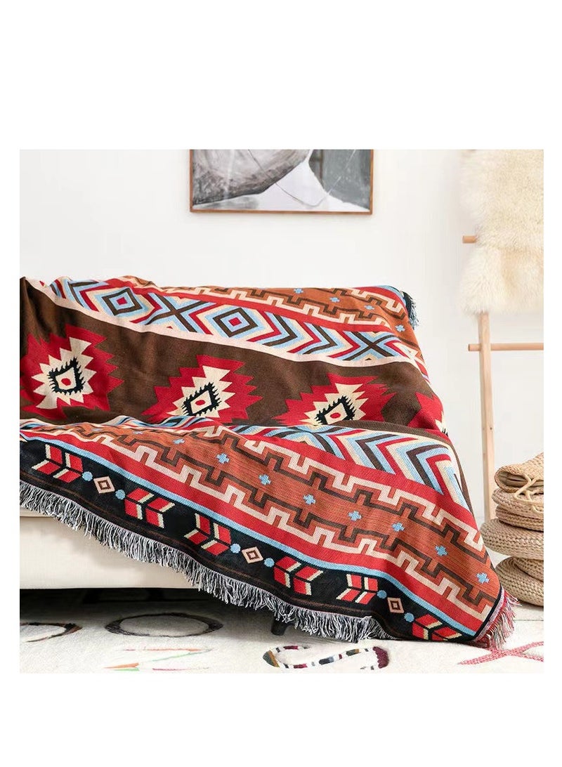 Knitted Fringed Blanket Decoration Soft and Comfortable Fabric Printing Texture is Suitable for Car Bed Chair Bedroom Living Room Outdoor Four Seasons (51x70.8 Inches)
