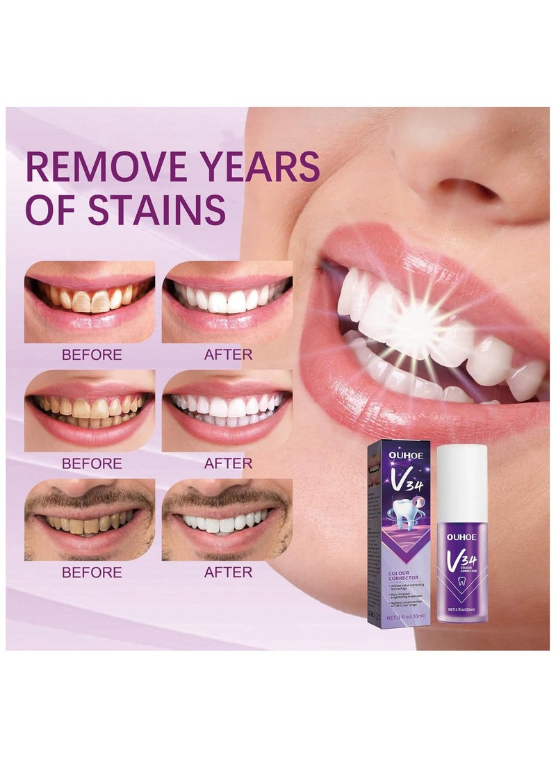 Purple Whitening Toothpaste Removes Tartar Yellow Smoky Teeth Oral Cleansing and Repairs Teeth