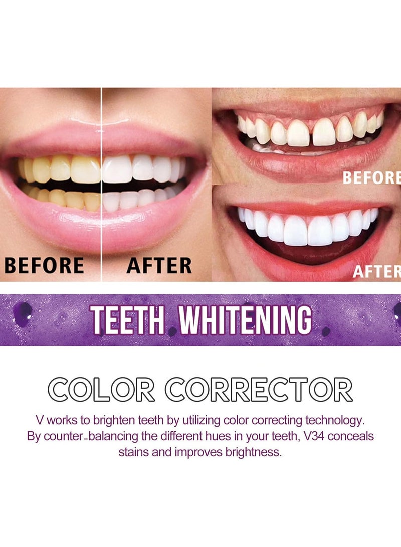 Purple Whitening Toothpaste Removes Tartar Yellow Smoky Teeth Oral Cleansing and Repairs Teeth