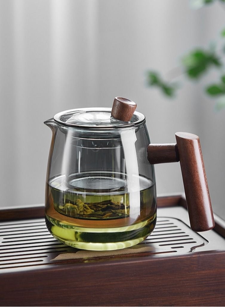 Glass Teapot Wood Handle Chinese Tea Ceremony Transparent Teaware Set Cup Filter High Boron Silicon Japanese Pot with 4 Cups