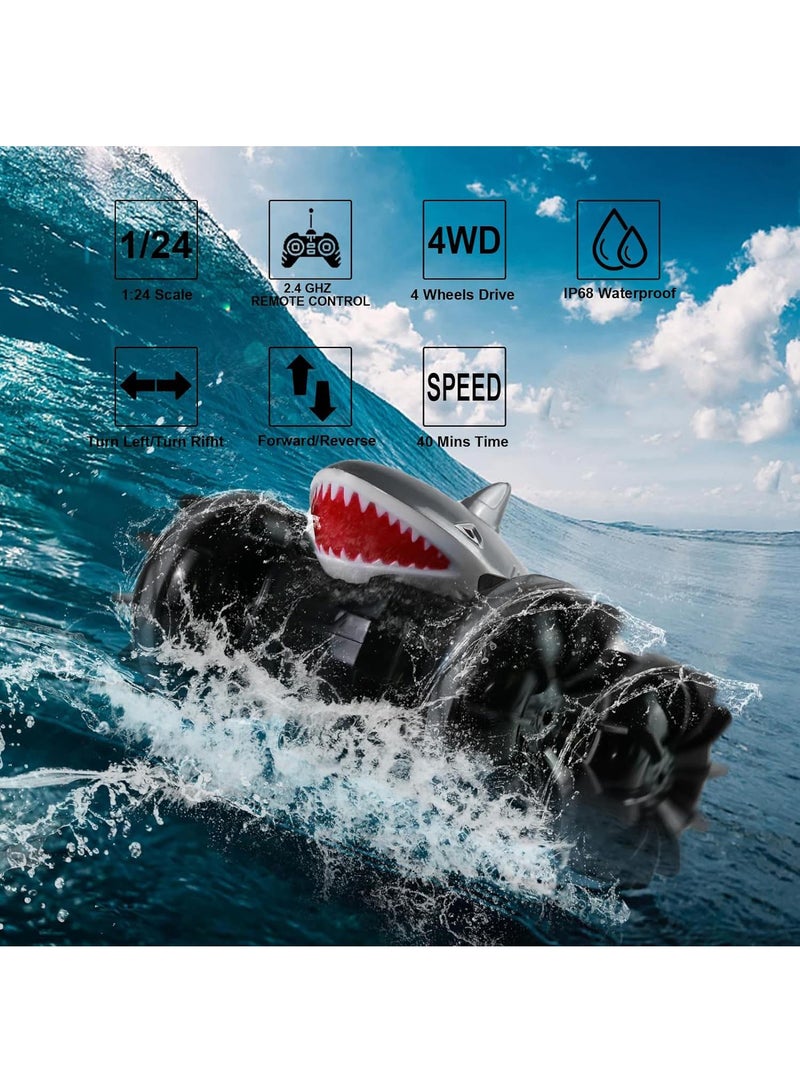 Land Rover Amphibious Shark Stunt Double Sided Rolling Driving Induction Remote Control Car Toy