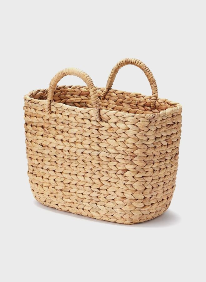 Water Hyacinth Oval Basket With Handles , W 37 x D 18.5  x H 26 cm