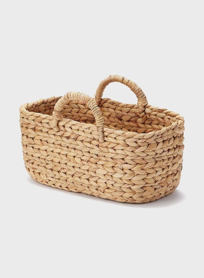 Water Hyacinth Oval Basket With Handles , W 37 x D 18.5  x H 16 cm
