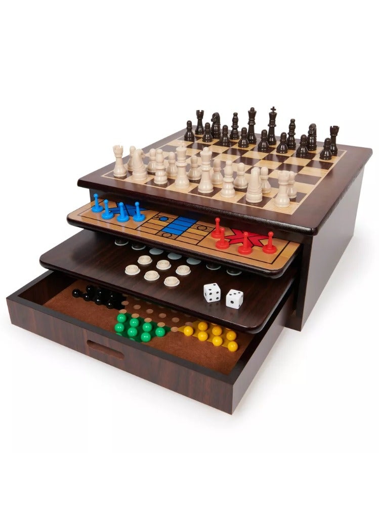 7 in 1 Chess Board Game made from Mahogany tree