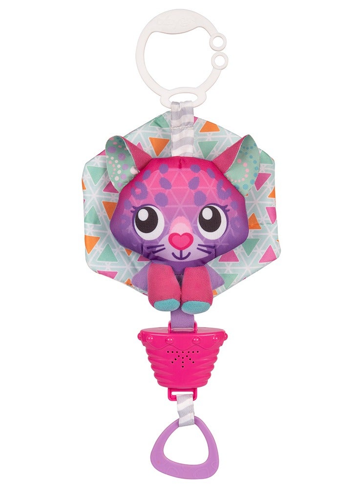 Infant Sensory Hanging Toys With Rattle And Teether, Soft Polar Pals Musical Pullstring Cat Toy For Early Development, Car Seat Toy And Hanging Stroller Crinkle Toy