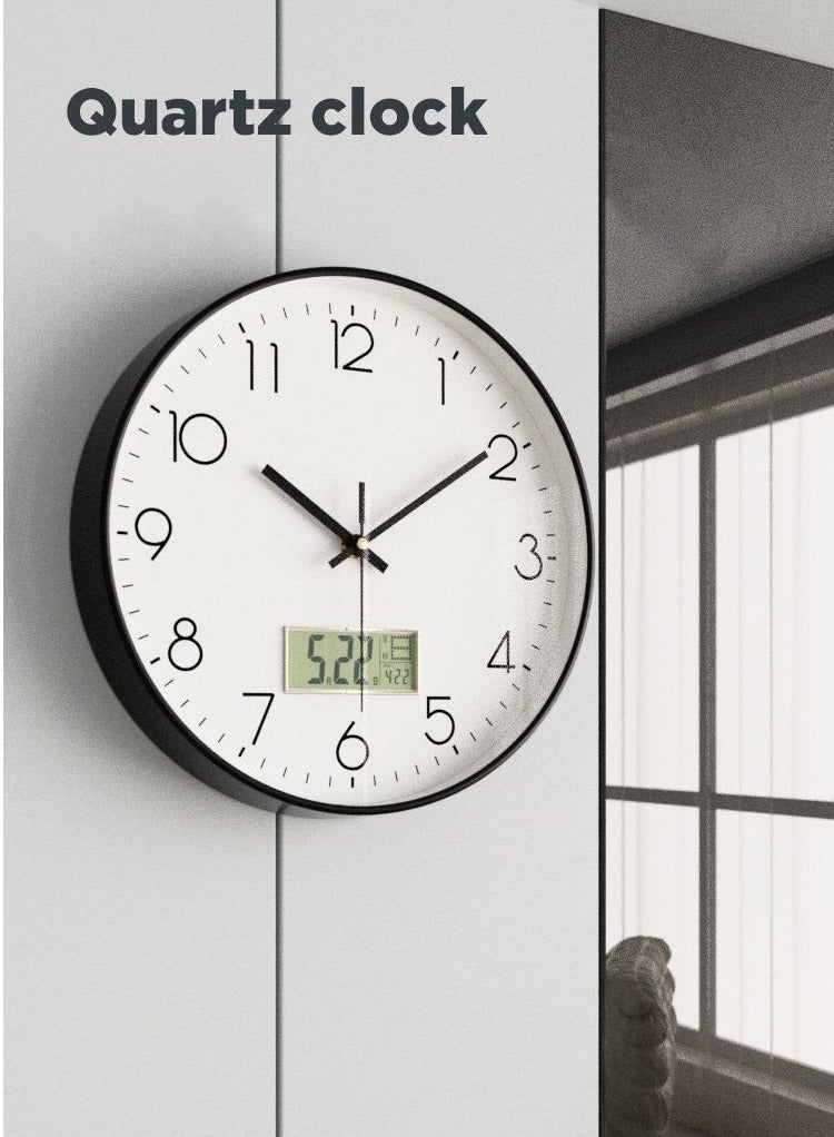 Wall Clock 12 Inch Silent Non Ticking Round Wall Clocks Silent Quartz Decorative Wall Clock for Living Room Home Office School