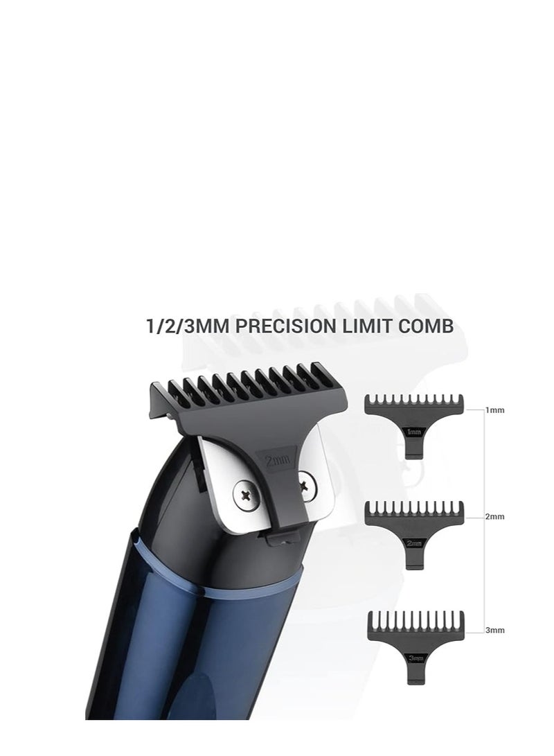 HTC Hair Clipper, Beard Trimmer with 2 Speed Settings, USB Rechargeable Cordless T-Shape Shaver with LED Display and 3 Combs, AT588