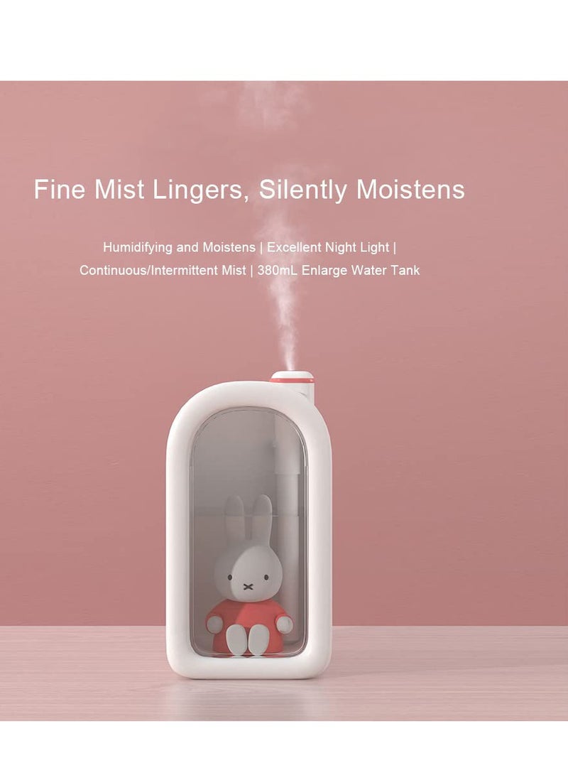 Cool Mist USB Humidifier - Ultrasonic Quiet Humidifiers, Mini Cute Humidifier with Night Light, 380ml Humidifiers for Bedroom/Babies Nursery/Office,Waterless Auto Shut-off