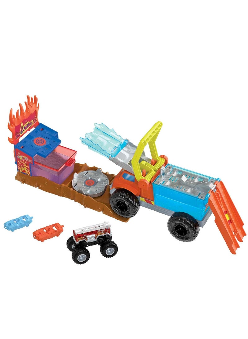 Hot Wheels Monster Trucks Color Shifters 5 Alarm Rescue Playset