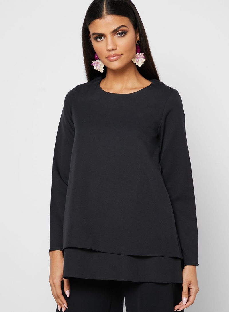 Wide Sleeve Layered Top