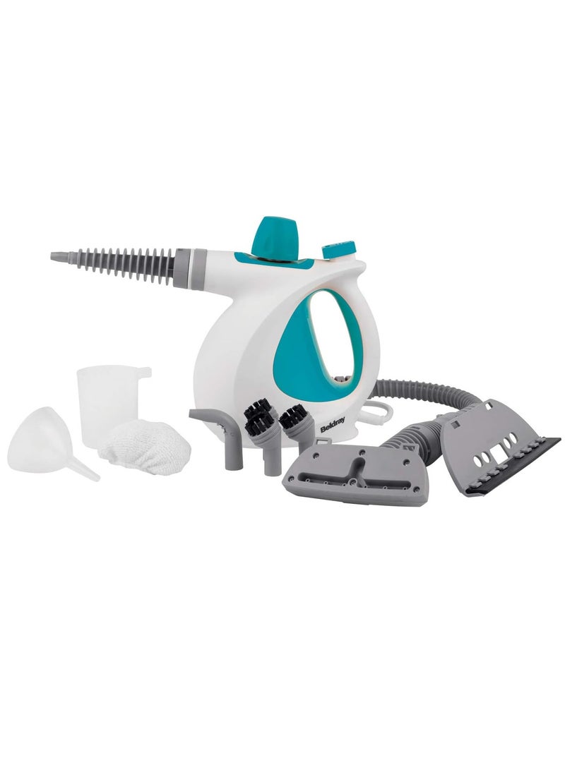 Beldray BEL0701TQN 10-in-1 Handheld Steam Cleaner - Clean, Sanitise & Refresh Surfaces, Tiles, Mirrors & Windows, Chemical Free Cleaning, Includes Nozzles, Brushes, Upholstery Head & Squeegee, 1000W