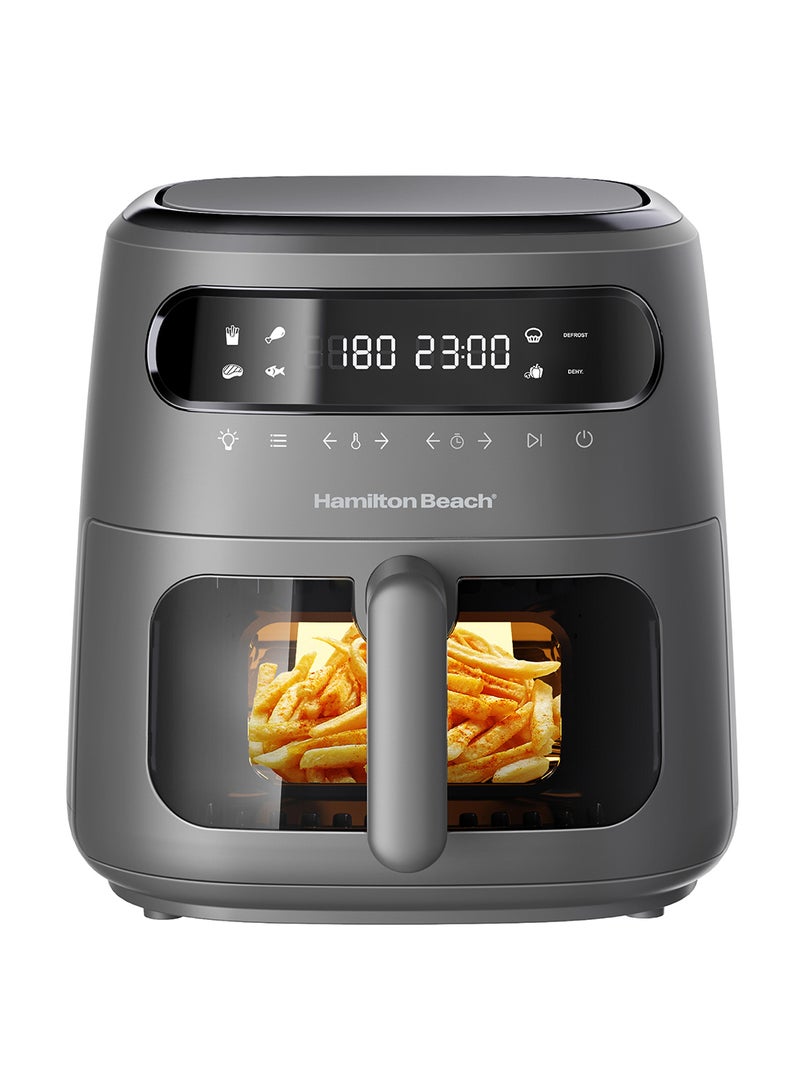 Hamilton Beach Digital Air Fryer View 8L, Large Viewing Window, 8 Presets with Dehydrate & Defrost, Cook for Upto 12 hours from 40°C to 200°C, 1750W, Matte Grey, 2 Years Warranty, AFOGV8-ME 8 L 1750 W AFOGV8-ME Grey