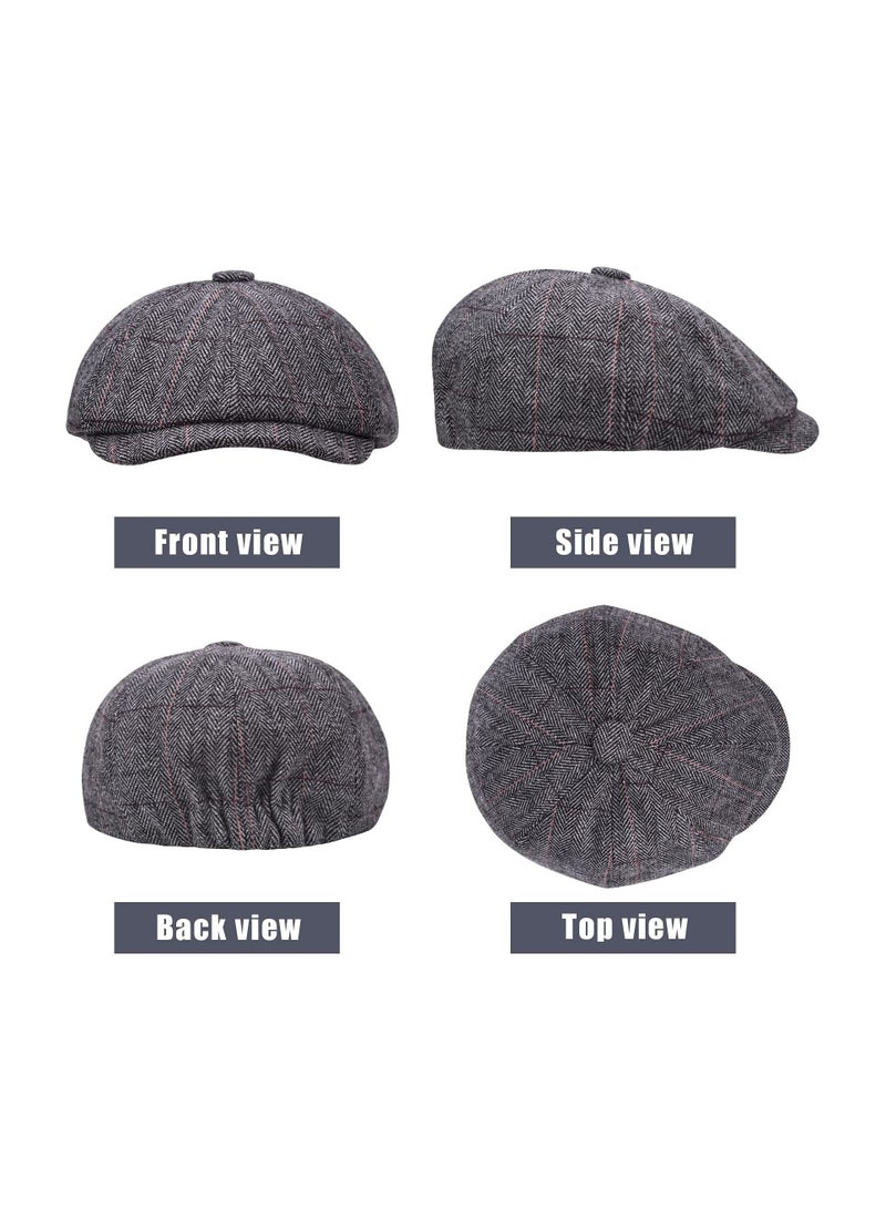 2 Pack Newsboy Hats for Men Classic 8 Panel Wool Blend Gatsby Ivy Hat