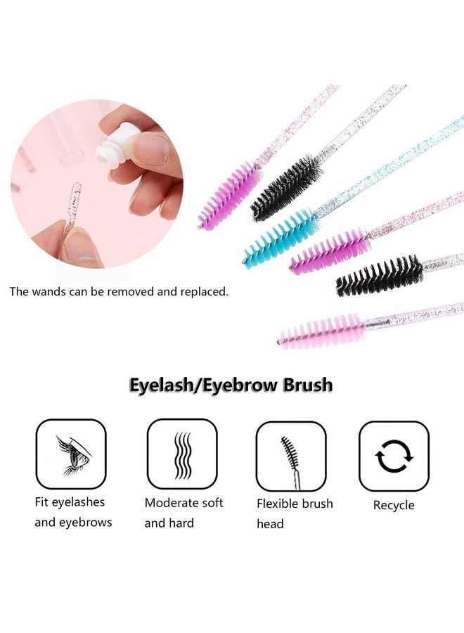 20Pcs Eyelash Brushes Disposable Crystal Eyebrow Brush Spoolies For Eyelash Extensions With Case