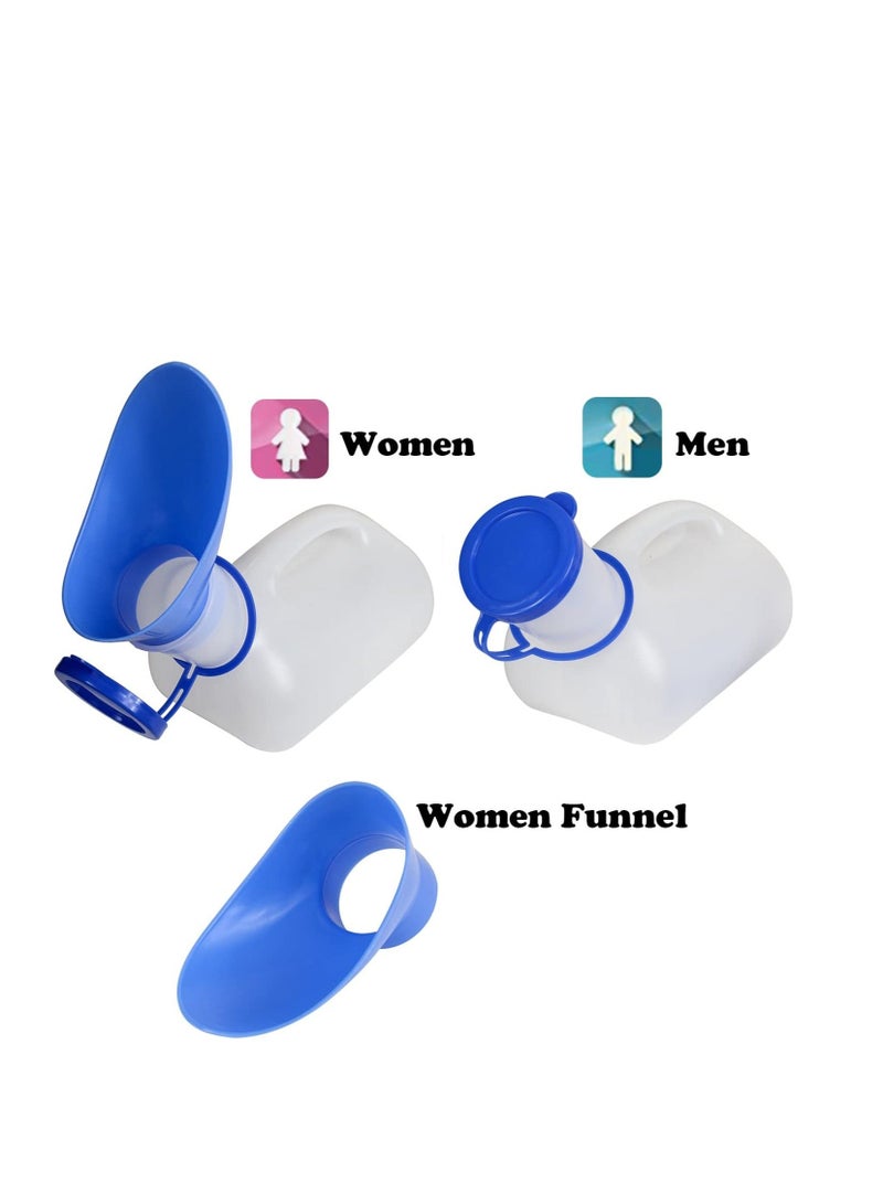 SYOSI Unisex Urinal Portable Toilet for Men and Women Pee Bottle with a Lid Funnel Elderly Kids Patients Camping Outdoor Travel 2Pack