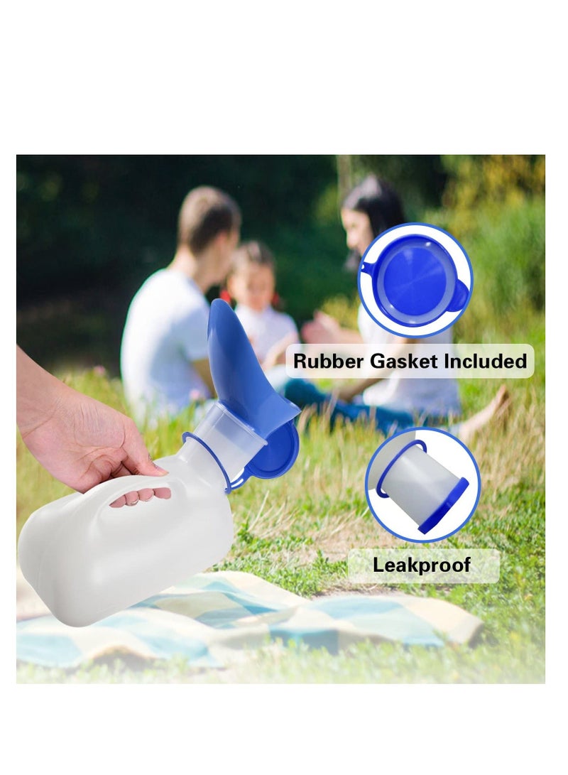 SYOSI Unisex Urinal Portable Toilet for Men and Women Pee Bottle with a Lid Funnel Elderly Kids Patients Camping Outdoor Travel 2Pack