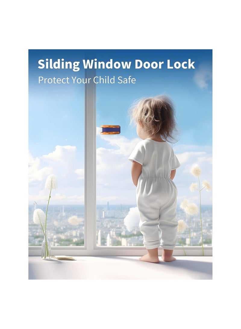 Sliding Door Lock for Child Safety, Glass Window Security Lock, Baby Pets Proofing Cabinet Doors Locks, No Drilling Tools Needed, 4 Pack